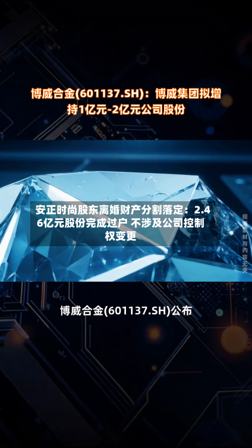 安正时尚股东离婚财产分割落定:2.46亿元股份完成过户 不涉及公司控制权变更